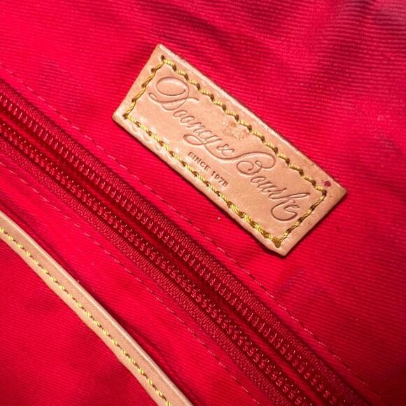 Dooney & Bourke Chevron Tote Bag – Teal & White Canvas with Leather Trim - Picture 5 of 10